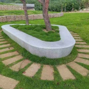 白山 芝麻白光面整石坐凳