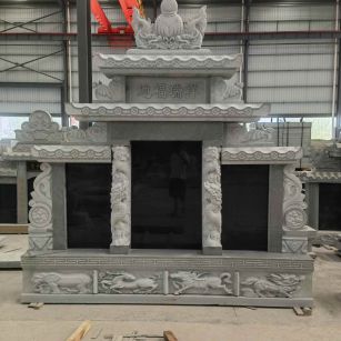 白山 芝麻灰高档墓碑、土墓，一套也支持定做