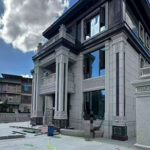 白山 别墅干挂，芝麻白与芝麻黑完美配合