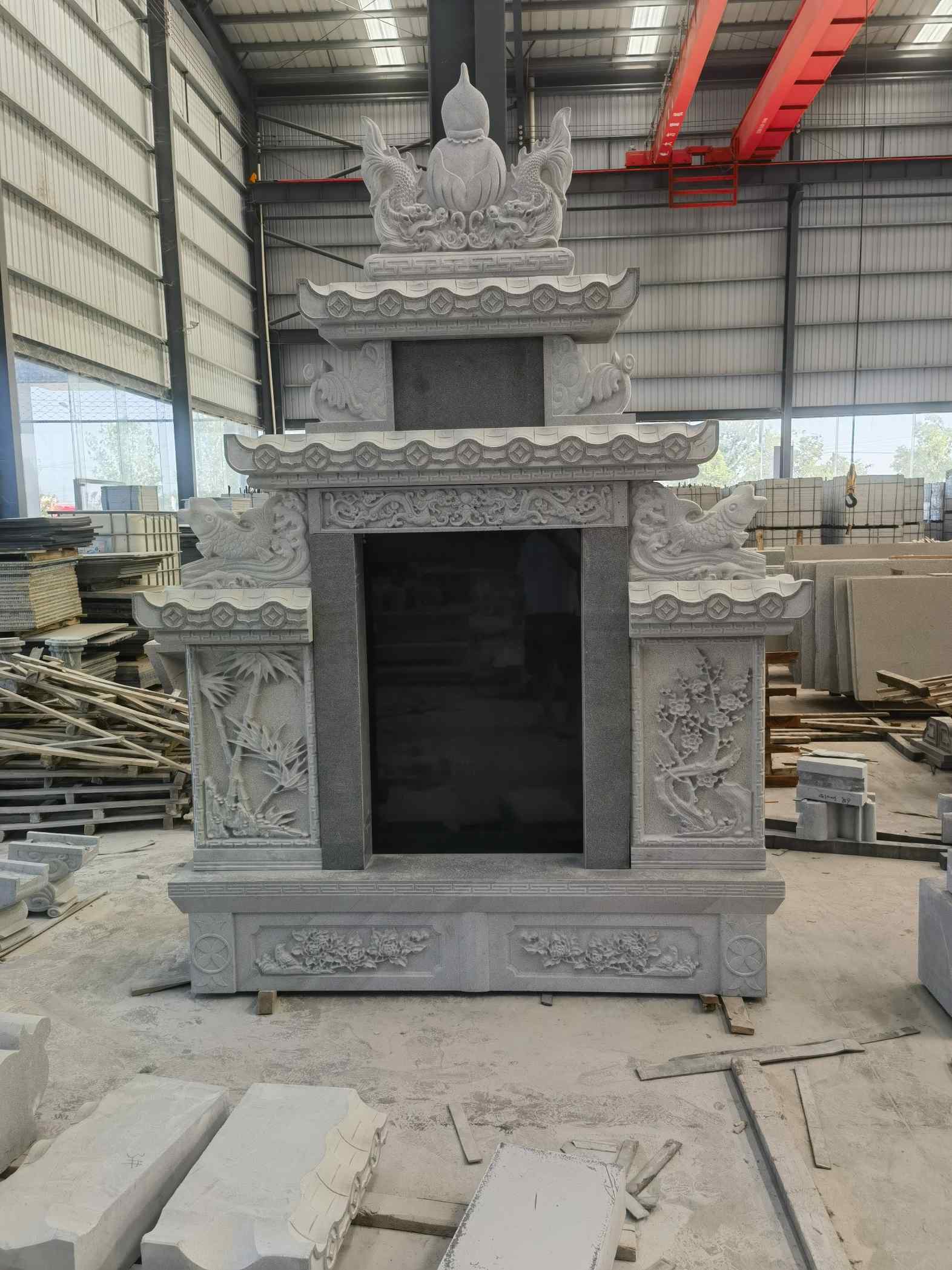 白山 芝麻灰高档墓碑、土墓，一套也支持定做