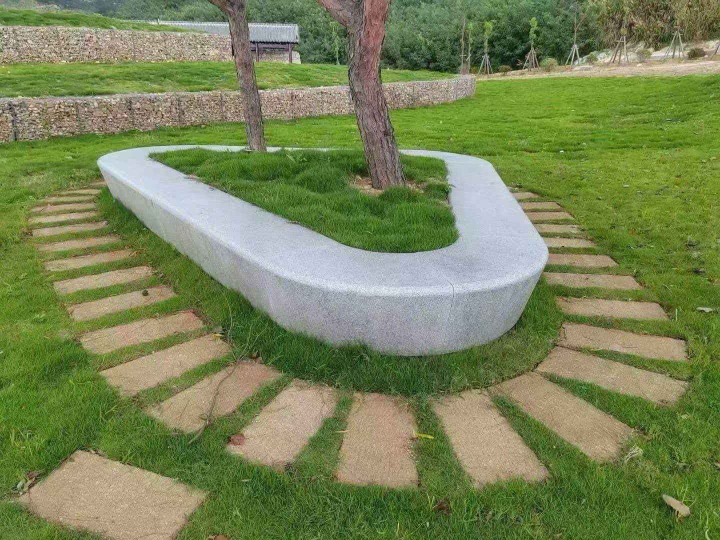 白山 芝麻白光面整石坐凳